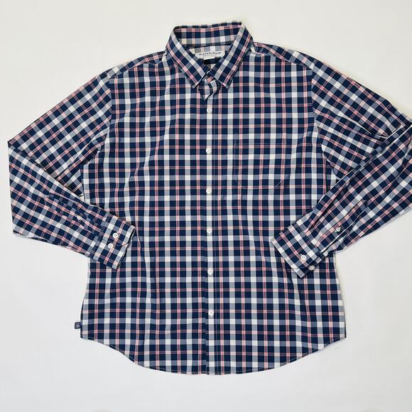Mizzen+Main Shirt Mens Medium Blue Plaid Performance Dress Stretch Classic Fit - Picture 4 of 13